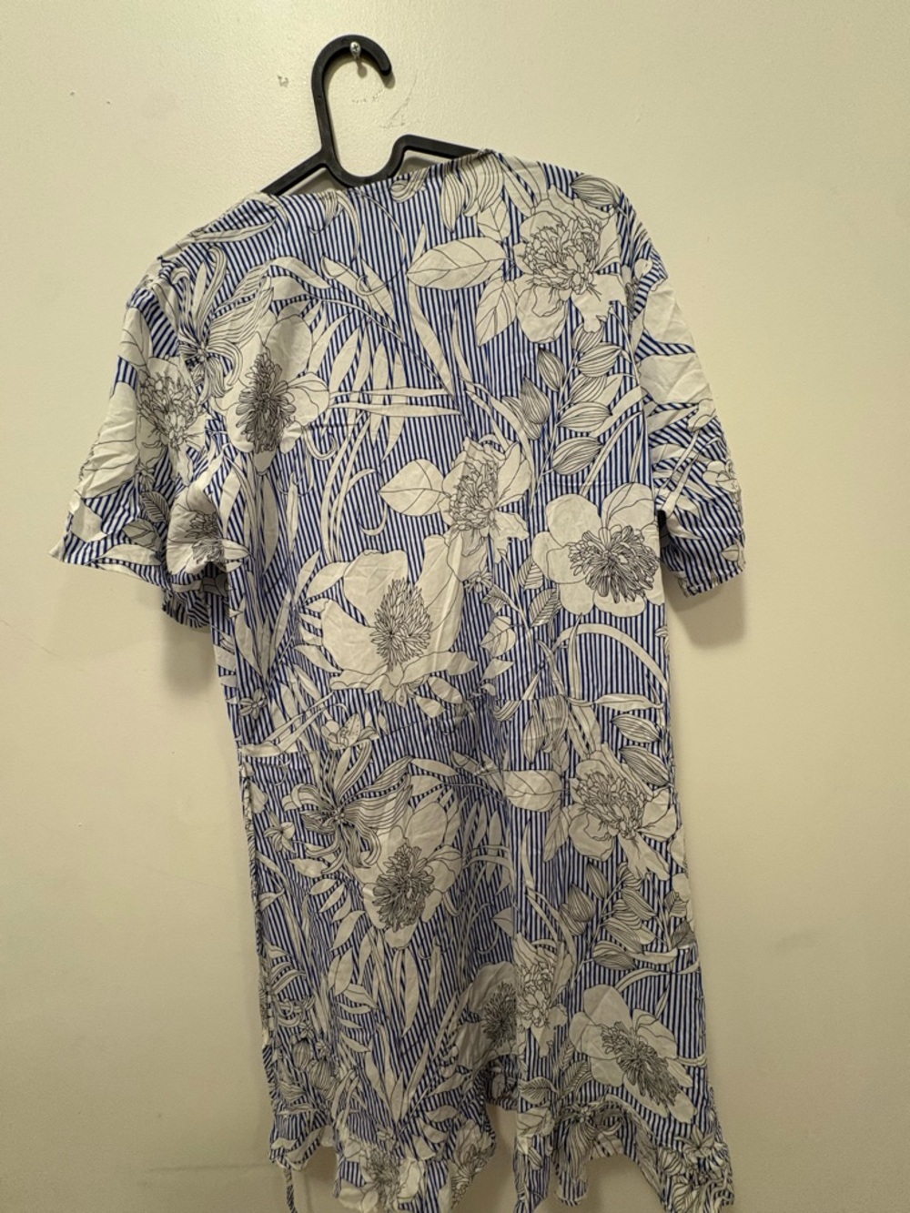 Hotkiss Blue & White Floral Stripe Kimono Cardigan Size 2XL NWT - Picture 5 of 6
